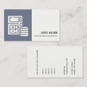 BLAUWE GRAY MODERN CALCULATOR COIN ACCOUNTING ICON VISITEKAARTJE (Voorkant / Achterkant)