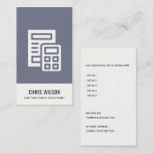 BLAUWE GRAY MODERN CALCULATOR ICON ACCOUNTING TAX VISITEKAARTJE (Voorkant / Achterkant)