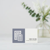 BLAUWE GRAY MODERN CALCULATOR ICON ACCOUNTING TAX VISITEKAARTJE (Staand voorkant)
