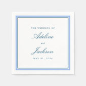 Blauwe grens Klassieke traditionele bruiloft Napki Servet (Voorkant)