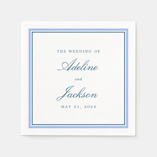 Blauwe grens Klassieke traditionele bruiloft Napki Servet (Voorkant)