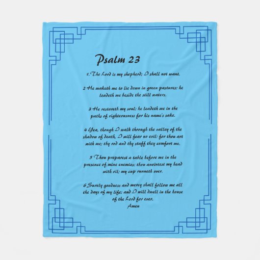 Blauwe grens Psalm 23 Fleece Deken (Voorkant)