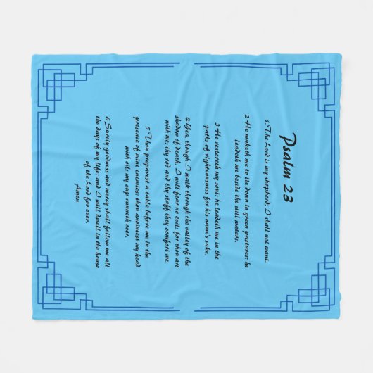 Blauwe grens Psalm 23 Fleece Deken (Voorkant (Horizontaal))
