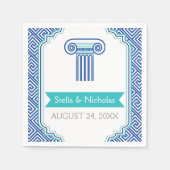 Blauwe Griekse sleutel en column Griekse bruiloft Servet (Voorkant)