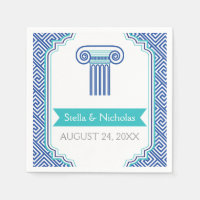 Blauwe Griekse sleutel en column Griekse bruiloft