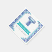 Blauwe Griekse sleutel en column Griekse bruiloft Servet (Hoek)