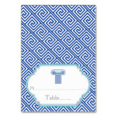 Blauwe Griekse sleutel en kolom trouwkaart Kaart (Voorkant)