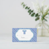 Blauwe Griekse sleutel en kolom trouwkaart Plaatskaartje (Staand voorkant)