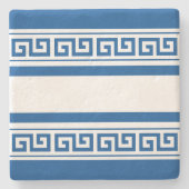 Blauwe Griekse sleutel Stenen Onderzetter (Voorkant)