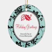 Blauwe griep met vakantie, aangepaste logo keramisch ornament (Links)