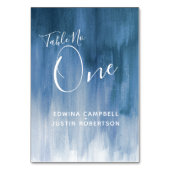 Blauwe grijs abstract moderne kunsttafel nummer éé kaart (Achterkant)