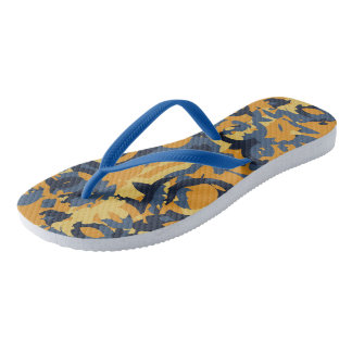 Blauwe grijs en geel abstract teenslippers