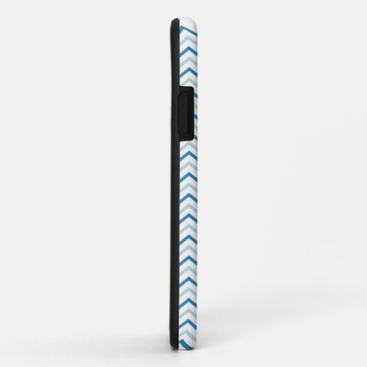 Blauwe grijs en witte Chevron Monogram Case-Mate iPhone Case (Achterkant/rechts)