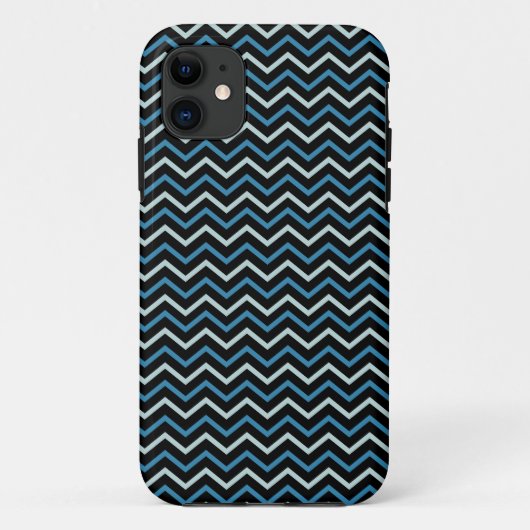Blauwe grijs en witte Chevron Monogram hoest Case-Mate iPhone Case (Achterkant)