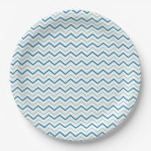 Blauwe grijs en witte Chevron Papieren Bordje (Voorkant)