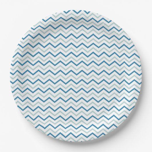 Blauwe grijs en witte Chevron Papieren Bordje (Voorkant)