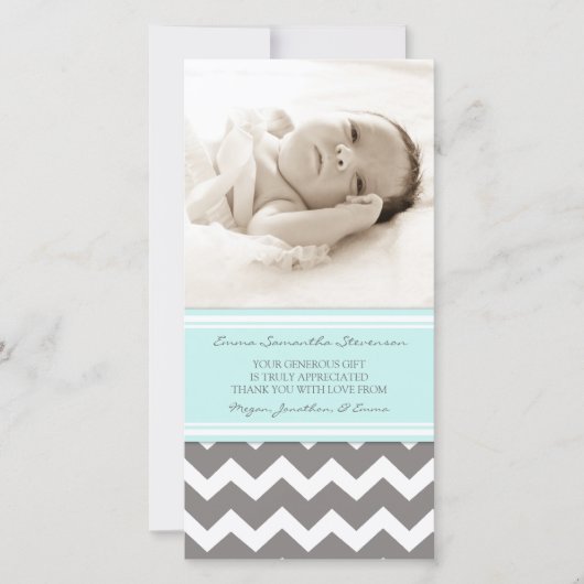 Blauwe grijs Hartelijk dank Baby showers fotokaart Bedankkaart (Voorkant)