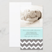 Blauwe grijs Hartelijk dank Baby showers fotokaart Bedankkaart (Voorkant / Achterkant)