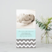 Blauwe grijs Hartelijk dank Baby showers fotokaart Bedankkaart (Staand voorkant)