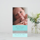 Blauwe grijs Hartelijk dank Baby showers fotokaart Bedankkaart (Staand voorkant)