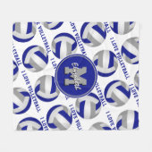 blauwe grijs Ik hou van volleybalsportkamerdecor Fleece Deken (Voorkant (Horizontaal))