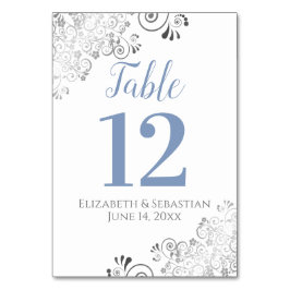 Blauwe grijs op White Elegant Frilly Wedding Kaart