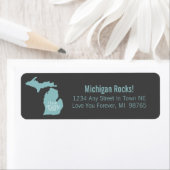 Blauwe grijs van Michigan Silhouette Etiket (Insitu)