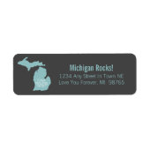 Blauwe grijs van Michigan Silhouette Etiket (Voorkant)