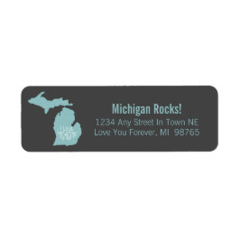 Blauwe grijs van Michigan Silhouette Etiket