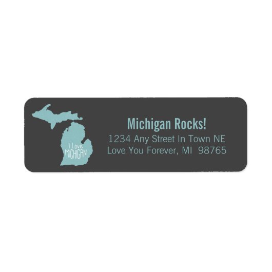 Blauwe grijs van Michigan Silhouette Etiket (Voorkant)