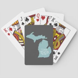 Blauwe grijs van Michigan Silhouette Pokerkaarten