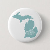 Blauwe grijs van Michigan Silhouette Ronde Button 5,7 Cm (Voorkant)