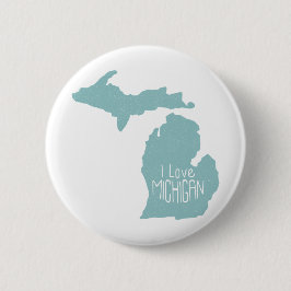 Blauwe grijs van Michigan Silhouette Ronde Button 5,7 Cm