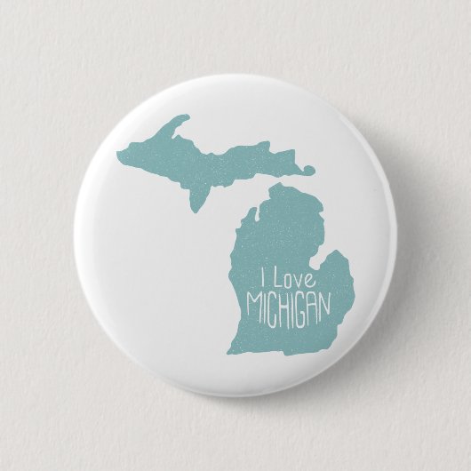Blauwe grijs van Michigan Silhouette Ronde Button 5,7 Cm (Voorkant)