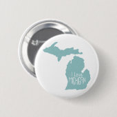 Blauwe grijs van Michigan Silhouette Ronde Button 5,7 Cm (Voorkant /achterkant)