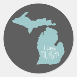 Blauwe grijs van Michigan Silhouette Ronde Sticker