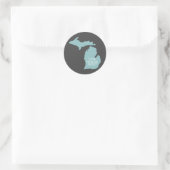 Blauwe grijs van Michigan Silhouette Ronde Sticker (Tas)