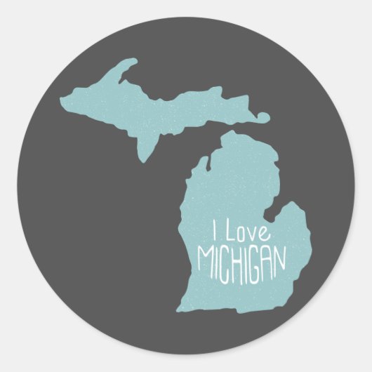 Blauwe grijs van Michigan Silhouette Ronde Sticker (Voorkant)