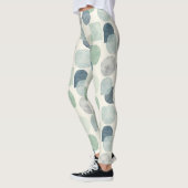 Blauwe Grijs Zachte Groenen Cirkels Naadloos Patro Leggings (Links)