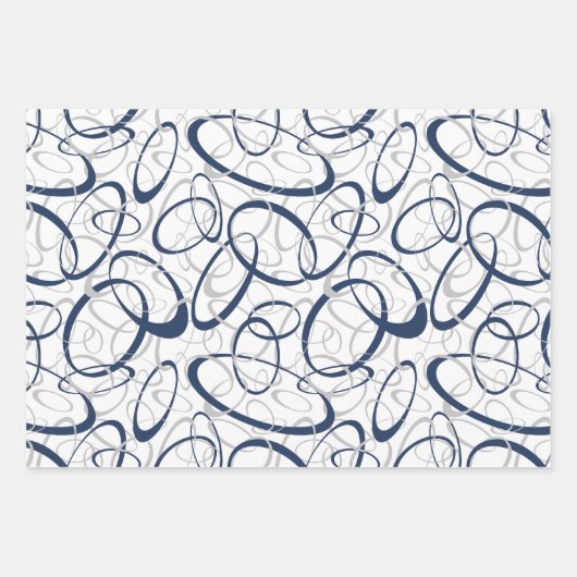 blauwe grijze 3 patronen altijd inpakpapier vel (Voorkant)