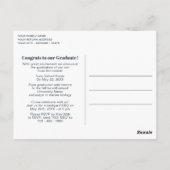 Blauwe grijze aankondiging Afstuderen Tartan Briefkaart (Achterkant)