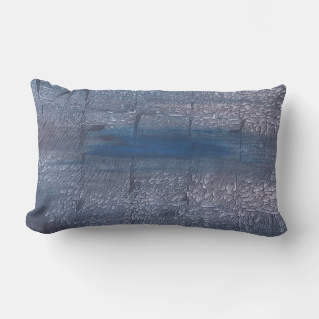 Blauwe grijze abstractie kussen (Voorkant)