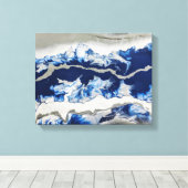 Blauwe grijze acrylverf Abstracte achtergrondkunst Canvas Afdruk (Insitu (Houten vloer))