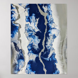 Blauwe grijze acrylverf Abstracte achtergrondkunst Poster