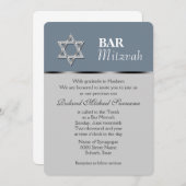 Blauwe grijze bar mitzvah viering kaart (Voorkant / Achterkant)