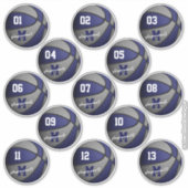 blauwe grijze basketbal op maat 13 spelersnamen sticker (Voorkant)