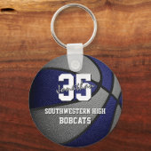 blauwe grijze basketbalkleuren sleutelhanger (Achterkant)