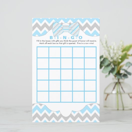 Blauwe grijze Bingo en baby showers spelletjes met (Staand voorkant)