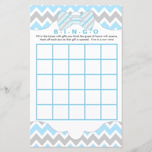 Blauwe grijze Bingo en baby showers spelletjes met (Voorkant)