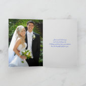 Blauwe, Grijze Bloemen, Harten Bruiloft Dank u kaa Bedankkaart (Binnen)